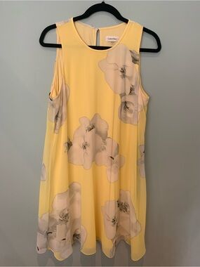 Calvin Klein Yellow Floral Sleeveless Mini Dress